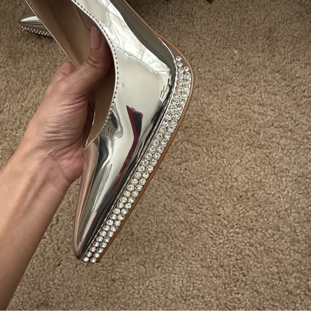 Silver Shiny Party Heels Steve Madden - Picture 7 of 8